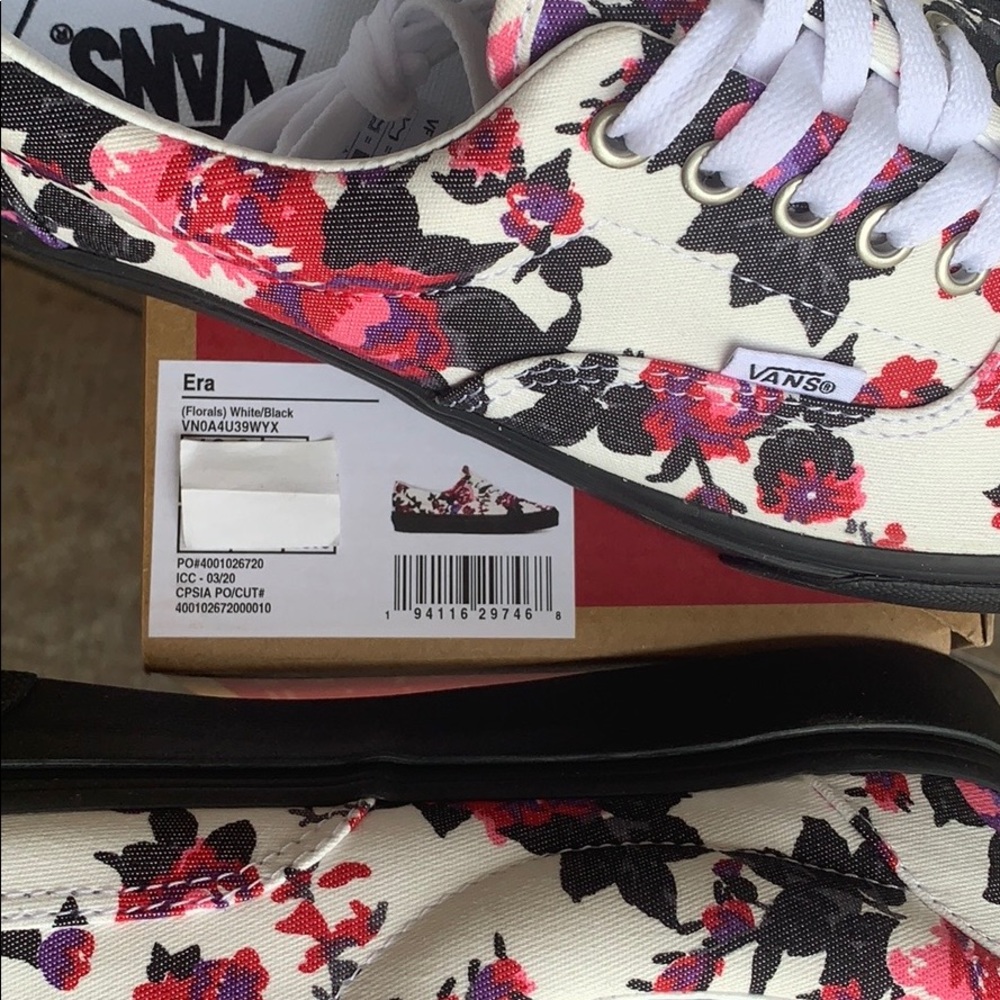 VANS ERA FLORALS BLACK/WHITE men’s - Picture 11 of 16